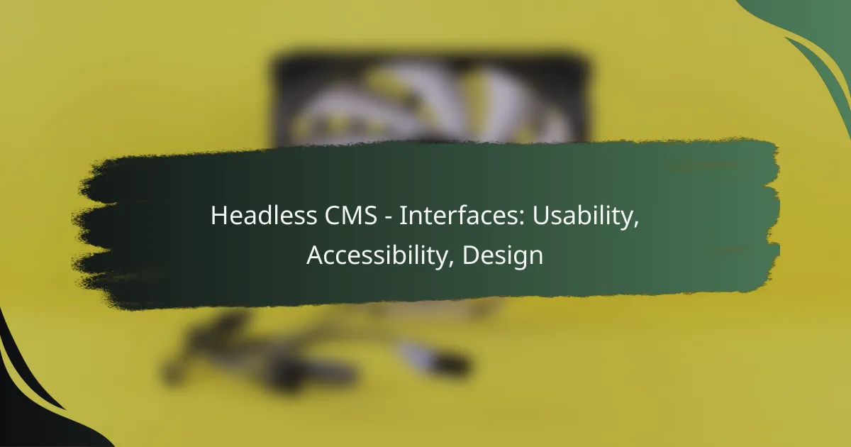 Headless CMS – Interfaces: Usability, Accessibility, Design