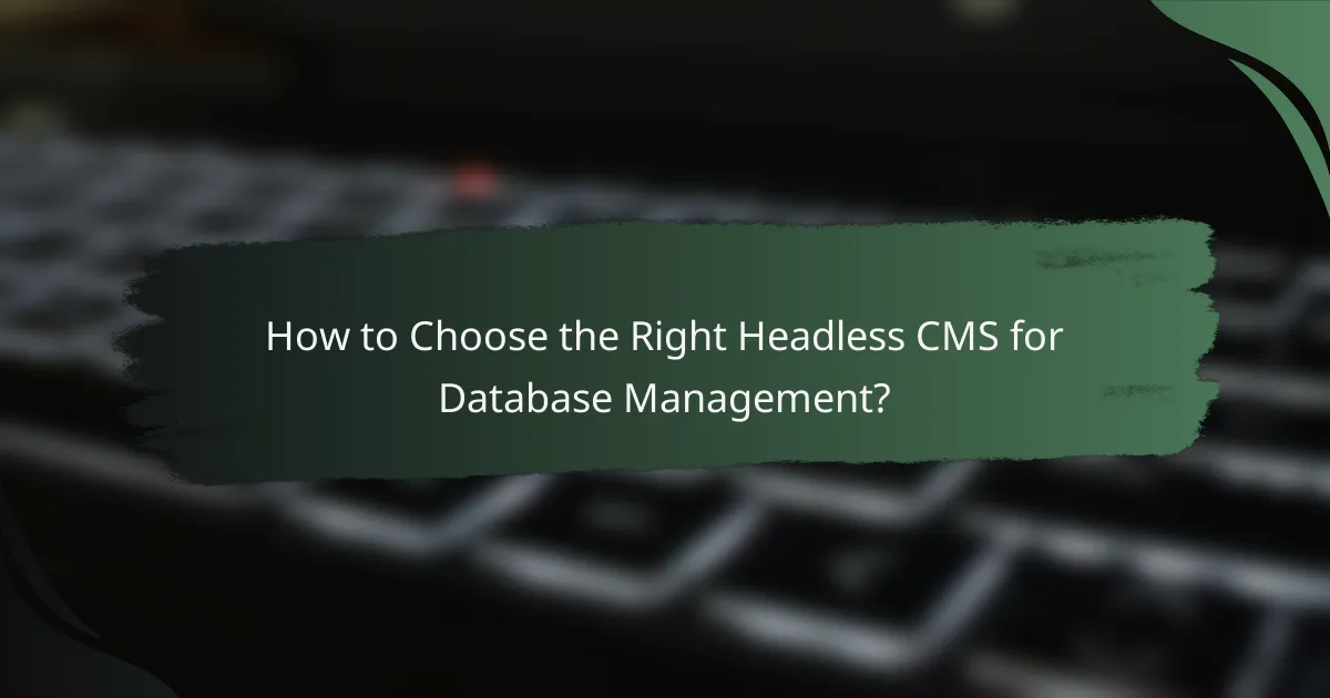 How to Choose the Right Headless CMS for Database Management?